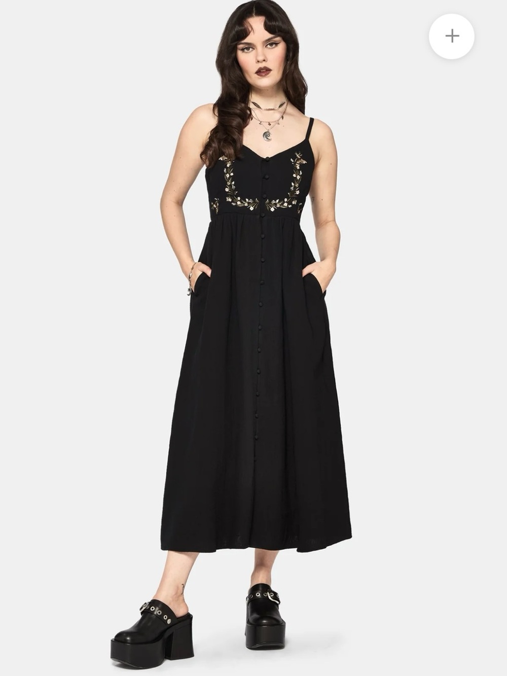 NWT Disturbia Abundance Cotton Floral Embroidered Bodice Cami Midaxi Dress Sz 4